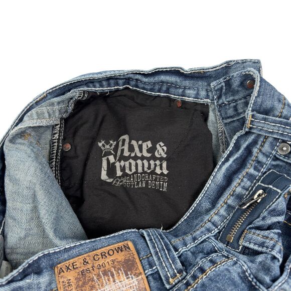 Axe & Crown Jeans Mens 32x32 (32x30 Fit) Blue Outlaw Denim Relaxed Boot Grunge - Picture 13 of 13